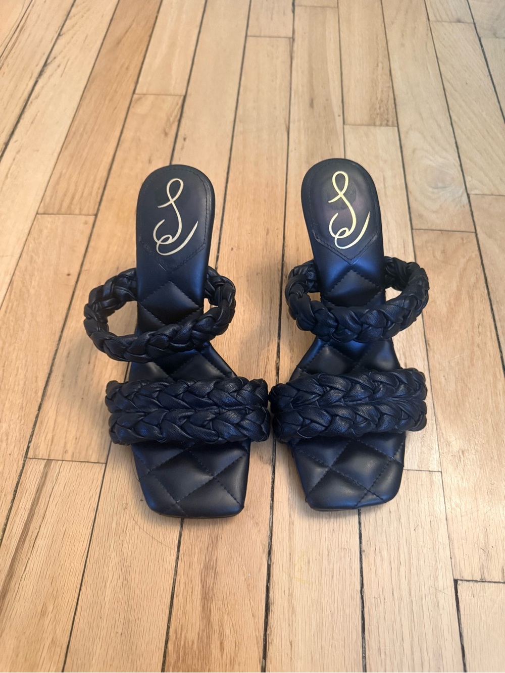 Sam Edelman Black Braided Strap High Heel Mules - Women - Picture 2 of 7